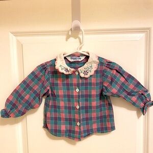 Vintage Oshkosh B’Gosh Plaid Embroidered button down top